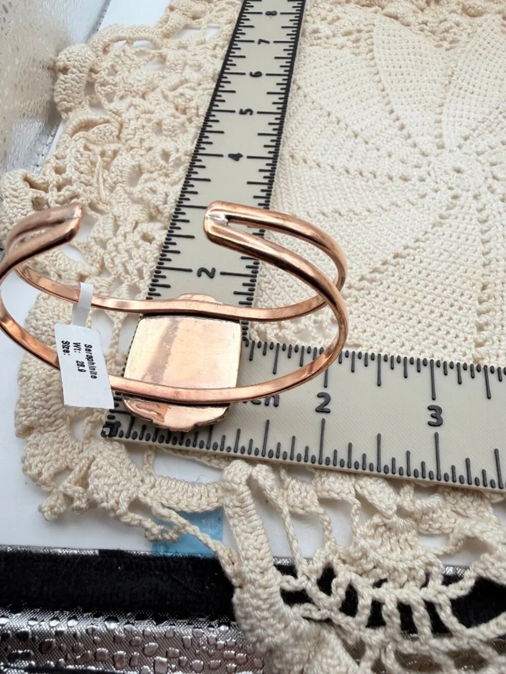 Nwt Artisan Copper Seraphinite Stone Cuff Statement Bracelet Adjustable Textured